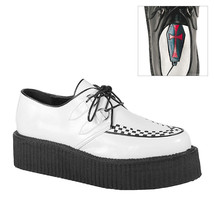 DEMONIA  V-CRE502/WB/PU Men&#39;s Vegan Black &amp; White Platform Creepers Gothic Shoes - £62.61 GBP