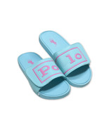 Polo Ralph Lauren Kids Girls Blue Pink Split Box Logo Slide Slippers, Sz... - £35.05 GBP