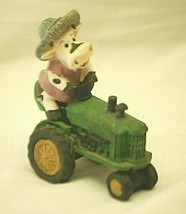 Holstein Cow Green Tractor Shelf Figurine - $9.89
