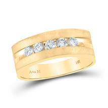 14kt Yellow Gold Mens Round Diamond Wedding 5-Stone Band Ring 1/2 Cttw - £1,277.42 GBP