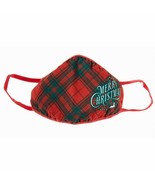 KURT ADLER ADULT CHRISTMAS PLAID FACE MASK &quot;MERRY CHRISTMAS&quot; SIZE LARGE ... - £5.49 GBP