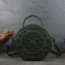 Retro Circular Women Luxury Handbag Genuine Leather Shoulder Messenger C... - £96.51 GBP