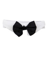  White Dog Collar with Removable Black Satin Bow Tie Sizes XS-3XL - $11.10
