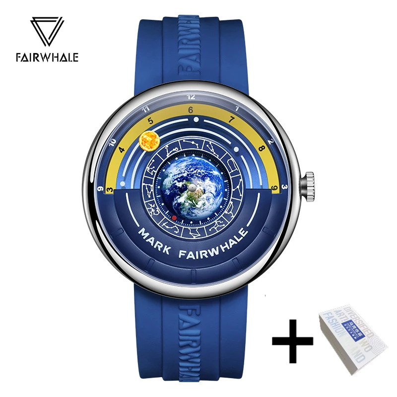 Fashion Men’s Moon Watches Famous Brand Mark Fairwhale Sport Silicone St... - $79.59