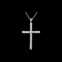 Natural Diamond Cross Pendant 17&quot; Chain 14k White Gold 0.41 TCW Certified $3,490 - £1,258.26 GBP