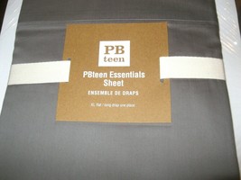 Pottery Barn Teen  XL Twin FLAT Sheet Charcoal Gray Grey 300TC Cotton Spa New - $19.78