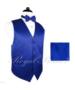 ROYAL BLUE 10-I Tuxedo Suit Vest Waistcoat and Butterfly Bow tie &amp; Hanky... - £17.37 GBP+