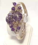 B10 .925 argentium sterling silver wire with fluorite amethyst bangle br... - $102.78 CAD