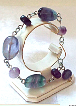 B32 .925 argentium sterling silver with fluorite nugget bracelet - £27.73 GBP