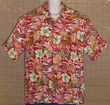 Pierre Cardin Hawaiian Shirt Red with yellow flowers islands bikini girl... - $21.99
