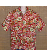 Pierre Cardin Hawaiian Shirt Red with yellow flowers islands bikini girl... - $21.99