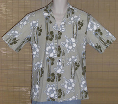 Pacific Legend Hawaiian Shirt Beige Green Blue Brown Medium - £15.84 GBP