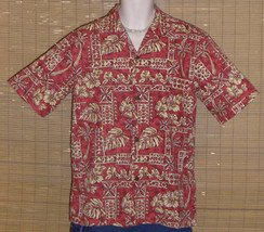 Royal Creations Hawaiian Shirt Red Tan Medium - £19.97 GBP