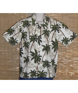 Royal Creations Hawaiian Shirt Palm Design White Green Medium - $21.99