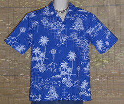 Royal Creations Hawaiian Shirt Blue White Large LN - £18.97 GBP