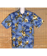 Paradise Bay Hawaiian Shirt Blue Tan Gray Floral Islands Size XL NWT - $23.99