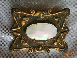 Elegant Antique Art Nouveau Victorian Iridescent Shell Brooch - £31.86 GBP