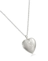 Sterling Silver Hand Engraved Floral Heart Pendant with and - £143.86 GBP