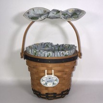 Longaberger 1999 May Series Daisy Basket w Liner Protector Tie On Handle Bow - $26.99