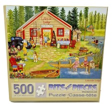 Bits and Pieces 500 Piece Puzzle Lakeside Lodge Fishing Nature Large Pieces - $9.63