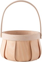 Vintiquewise Small Round Natural Woodchip Wooden Decorative Storage Basket With - £25.16 GBP