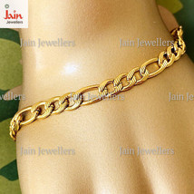 18 Kt, 22 Kt Real Solid  Gold Figaro Link Chain Men&#39;S Bracelet 5 MM 9 - 21 Gm - £1,289.20 GBP+