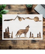 Stencil Wolf Moon Mountains Forest, Plastic Reusable, Reusable Plastic, ... - €13,65 EUR