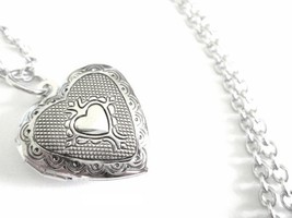 Silver Heart Shaped Locket Necklace for a Friend, Family or Girlfriend - £15.89 GBP
