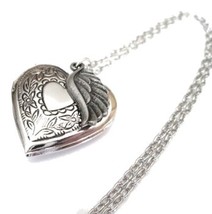 Heart Locket Necklace with Angel Wing for a Special Friend or Loved One - £19.81 GBP