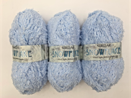 3 Skeins Sidar Snowflake Ultra Light Fashion Chunky 100% Polyester 137y/50g Blue - £13.57 GBP