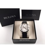 Bulova 96A133 Silver Men&#39;s Watch Bulova Classic 3-Hand Quartz Black Leather - $117.89