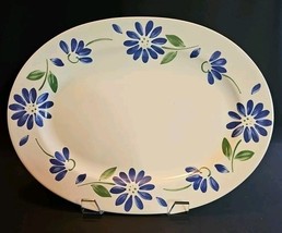 SPRINGWOOD by Pfaltzgraff 14&quot; Oval Serving Platter Dish Floral BLUE FLOWERS - $989.95 MXN