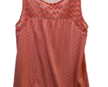 LOFT Coral white print Medium sleeveless tank top blouse crocheted top - £11.93 GBP
