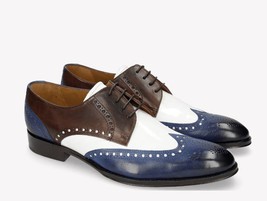 Genuine Leather Multi Color Oxford Made To Order Wing Tip Biurnished Toe Shoes - £120.54 GBP+