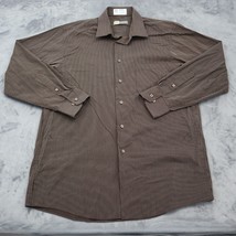 Joseph Abbound Shirt Men 16 32/33 Brown Long Sleeve Button Up Casual Striped - £20.23 GBP