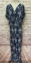 Style &amp; Co Womens Wide-Leg Jumpsuit Blue Power Scarf Print Stretch Jerse... - £35.85 GBP