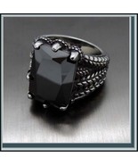  Antique Dragon Claw Black Onyx Rectangle Cut Crystal StainlessSteel Uni... - €43,70 EUR
