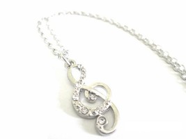 Music Treble Clef Charm Necklace with Rhinestones for Musician/Singer - £17.58 GBP