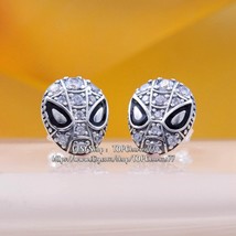 2022 Winter 925 Sterling Silver Marvel Spider-Man Mask Pave Stud Earrings - £14.14 GBP