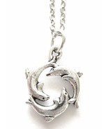 Trio of Dolphins Charm Necklace with Dolphins in a Circle Charm - £15.69 GBP