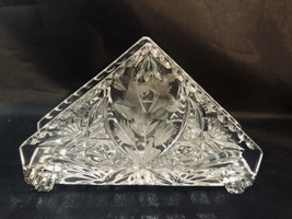 Vintage Crystal Napkin Holder w Frosted Floral Etching 6.5&quot; - $33.00