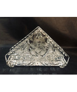 Vintage Crystal Napkin Holder w Frosted Floral Etching 6.5&quot; - £25.80 GBP