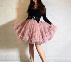 A-line BLUSH PINK Ruffle Tulle Tutu Skirt Women Plus Size Holiday Tulle Skirts image 7