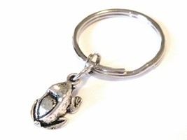 Frog Charm Key Ring Key Chain or Zipper Pull with Silver Frog Charm - $9.00