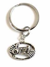 Silver Music Note Charm on a Key Ring for a Musician or Music Lover - $10.50