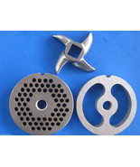 #12 Meat Grinder Kidney plate disc knife # 3/16&quot; SET Hobart LEM Cabelas etc - $40.92