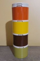 4 VINTAGE TUPPERWARE STACKING SPICE CONTAINERS WITH LID HARVEST COLORS 1308 - £10.59 GBP