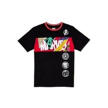 Marvel The Avengers Boys Team Mashup Graphic Short Sleeve T-Shirt, Black... - $18.79