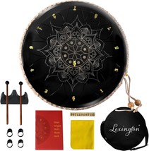 Lexington Steel Tongue Drum Kit C Major With Lotus Pattern, 13 Notes 12, Black - £131.48 GBP