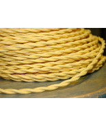 Yellow Twisted Cotton Cloth Covered Wire, Vintage Style Lamp Cord Antique - £1.06 GBP